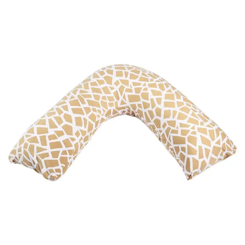V-образная Женская Подушка для сна для шеи для беременных, поддержка талии, хлопковая наволочка для беременных - Цвет: Coffee