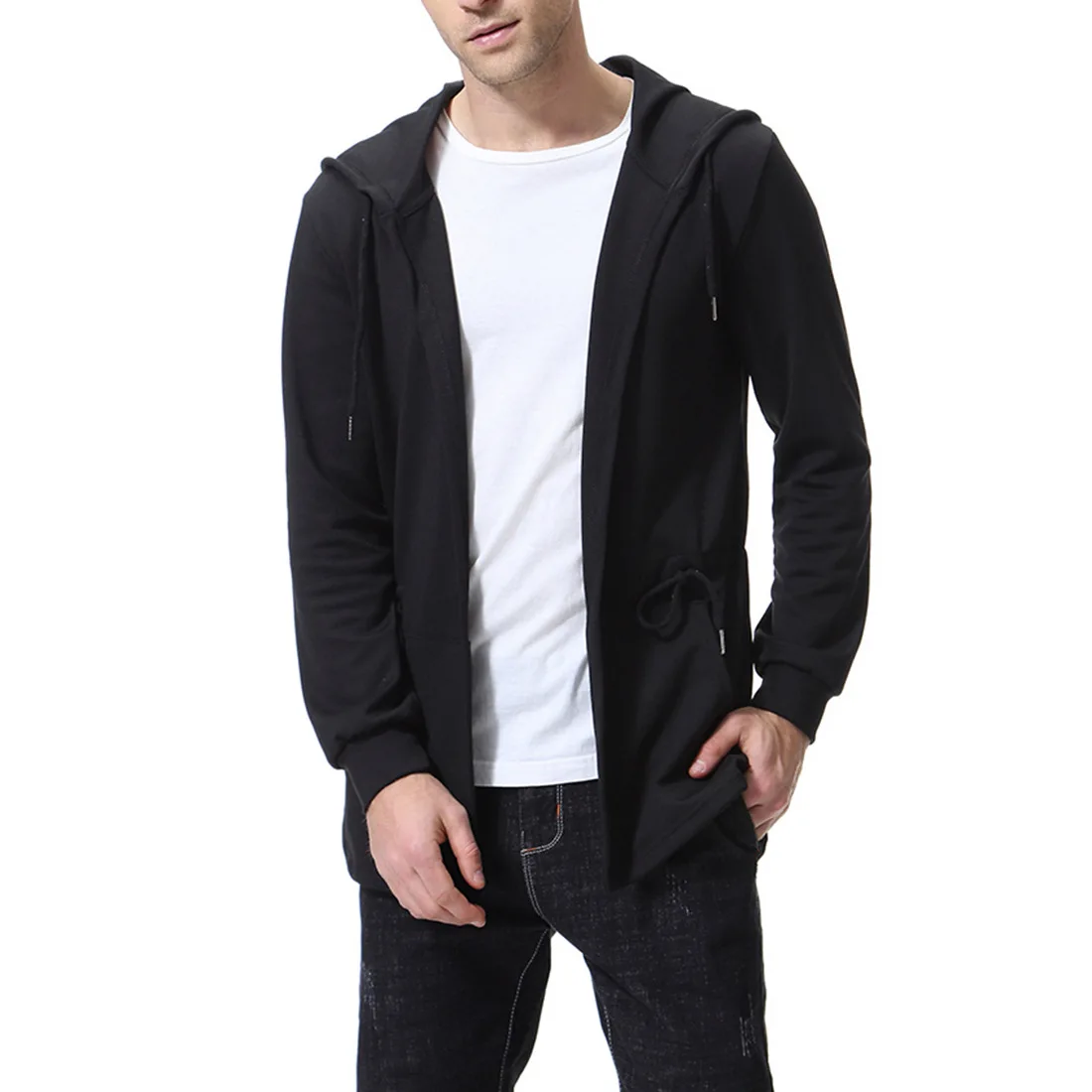 Large Size Hooded Sweatshirt Men's Hip Hop Cloak Hoodie Black Casual Sportswear Long Sleeve Men's M-5XLD045