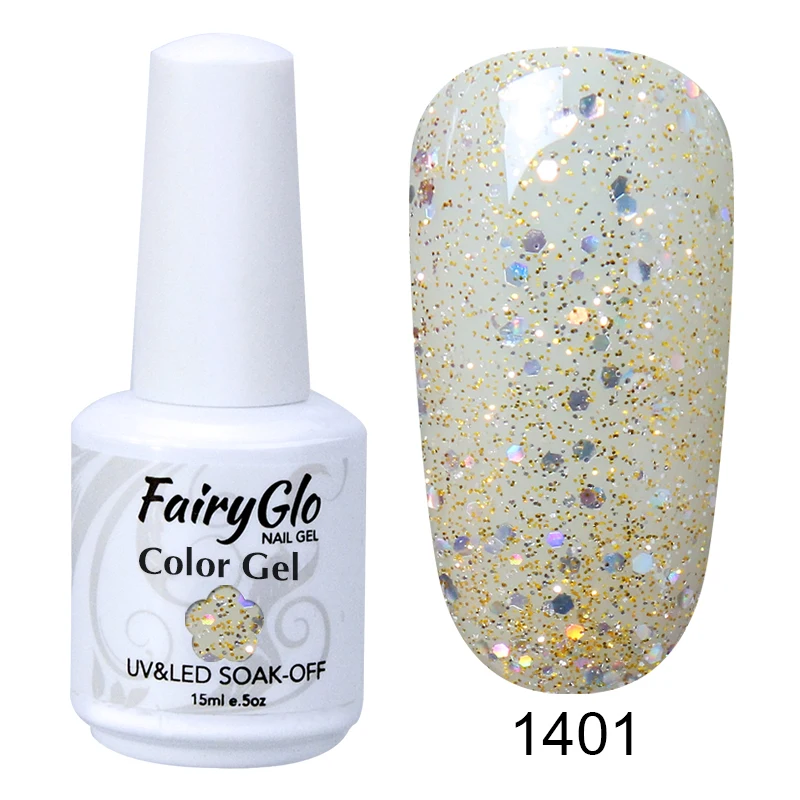 FairyGlo 15 мл чистый цвет УФ-Гель-лак замачиваемый Гель-лак для ногтей Vernis Полупостоянный художественный Гель-лак для ногтей маникюрный лак - Цвет: 1401