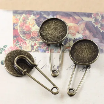 

Brooch Bases with 12mm 14mm 16mm 18mm 20mm Round Smooth Bezel Resin Cabochons Settings Blanks Safety Pins Clips DIY Findings