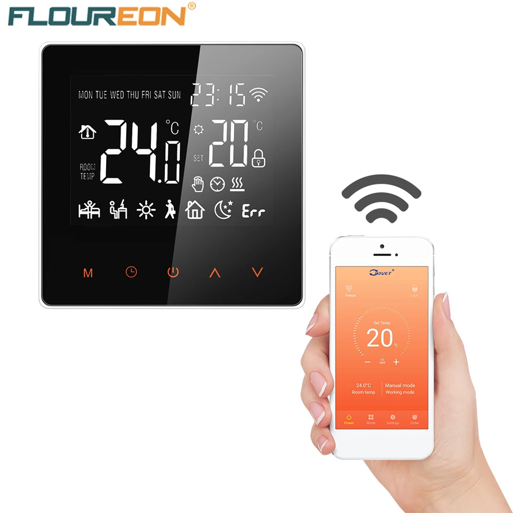 

FLOUREON Smart WiFi Thermostat LCD Touch Screen Electric Floor Heater Temperature Controller For Floor Heating System