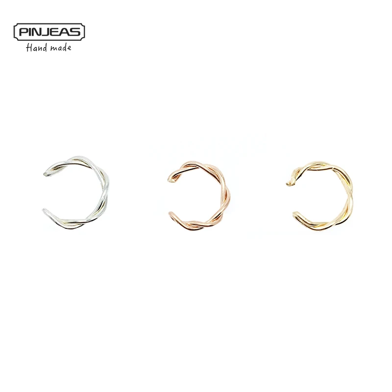 

PINJEAS new fashion Cuff Wrap Earrings Handmade 1pcs Cartilage Twisted Ear cuff Boho Jewelry punk Fake Conch piercing women