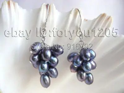 

Wholesale >>>>Natural 7mm Black Rice cespitose Pearl Earrings