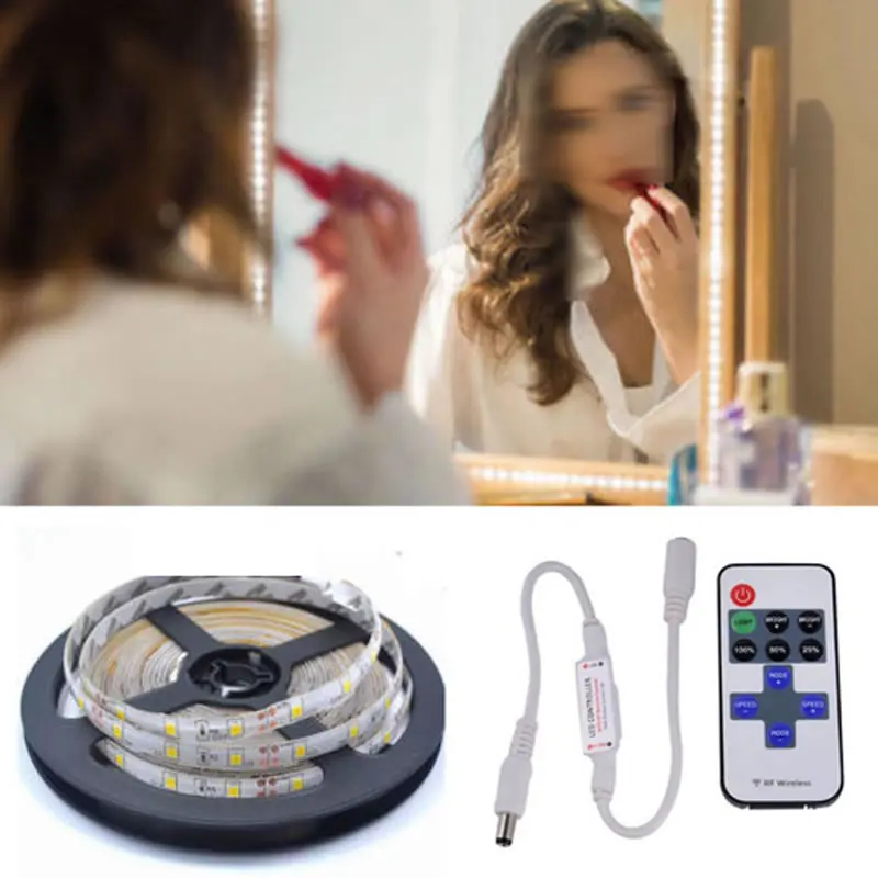 

Remote Control 5M LED Vanity Make up Mirror Lights Kit for Makeup Cosmetic Mirror Dressing Table Set Flexible LED Light Strip