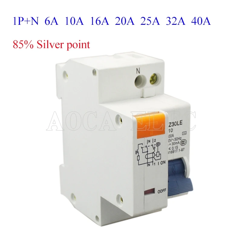 DZ30LE-C6A 10A 16A 20A 25A 32A 40A 50A 63A Rcbo 1P+ N электрический утечки портативное устройство остаточной защиты тока 400 В