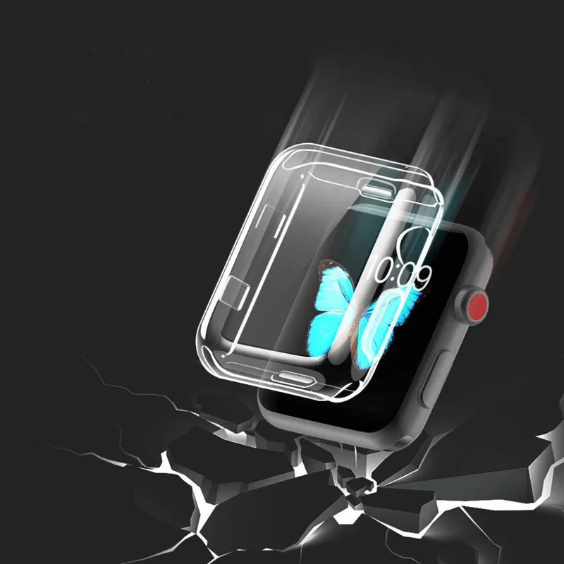 

Transparent TPU Soft Case Thin Full Shell Frame For iwatch Apple Watch Series 1/2/3 38mm 42mm Screen Protector Cover Protection