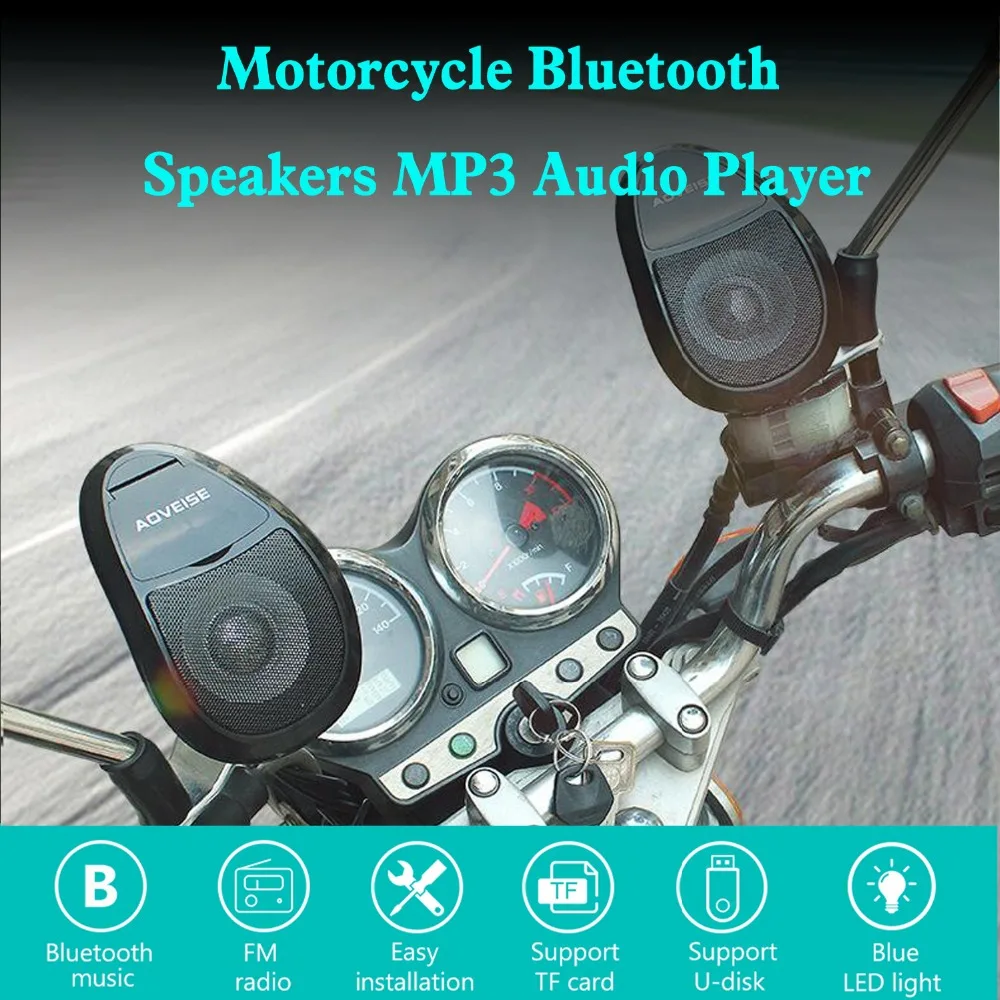 Водонепроницаемый мотоцикл bluetooth-динамики MP3 аудио плеер с FM радио тюнер, карты памяти и u-диск чтение, светодио дный свет