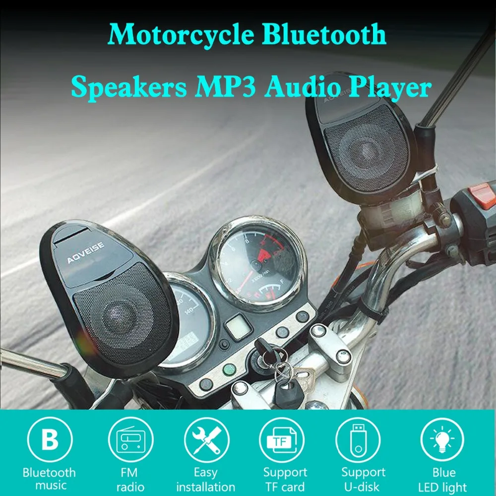 Водонепроницаемые мотоциклетные Bluetooth колонки MP3 аудиоплеер с FM радио тюнером TF