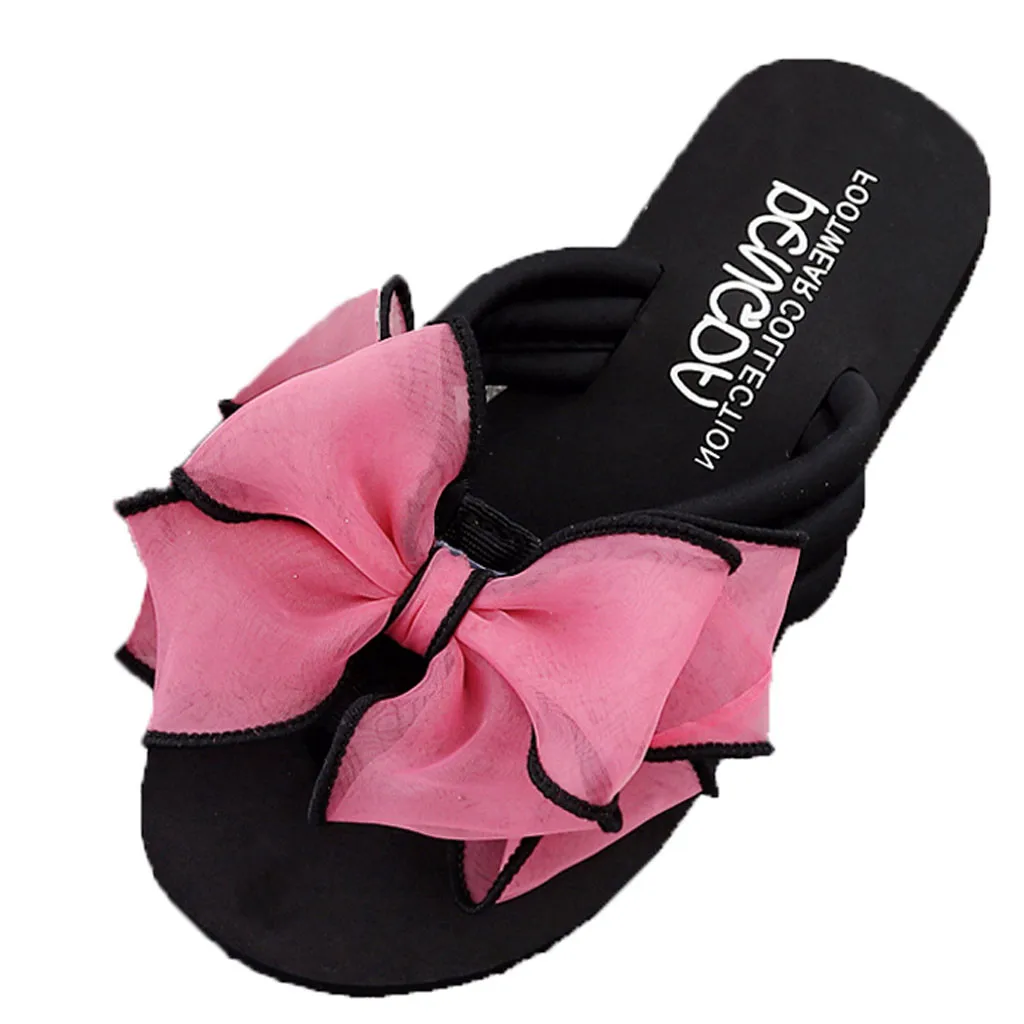 

Summer Fashion Women Wedges Flip Flops Non-Slip Butterfly-knot Toe Beach Slippers Soft Bottom Comfortable Sandalias Mujer 2019