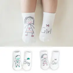 Новое поступление, милые хлопковые носки на весну-осень-зиму для новорожденных мальчиков и девочек, асимметричная Нескользящая одежда для