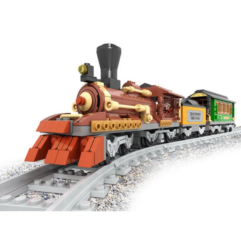 

Ausini 25809 483pcs Train Model Creator Classical Steam locomotive Train Model Building Blocks Railway Toys Compatible with Lgo