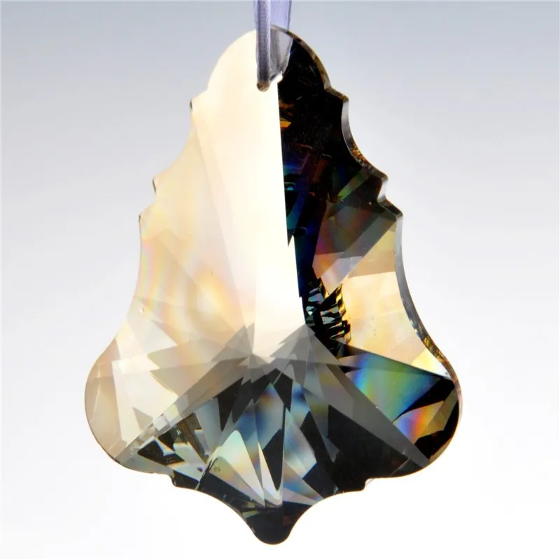 76mm Champagne Maple Leaf Glass Crystal Prisms Suncatcher Chandeliers Parts Garland Chakra Spectra Lustres Lamp Hang Drops Decor (9)