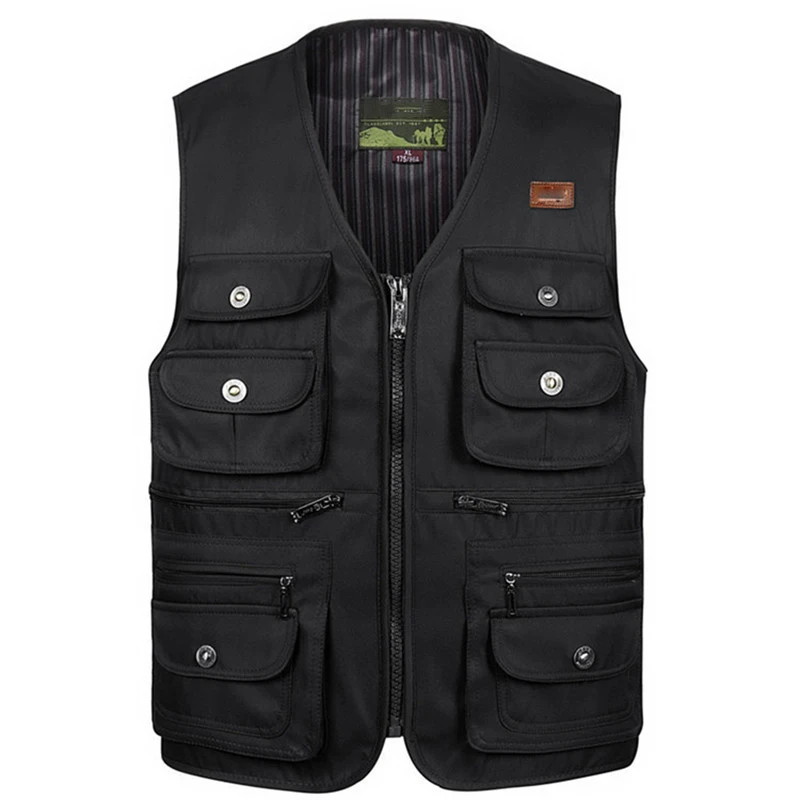 

Spring Autumn Vest Men Sleeveless Jacket Men Casual V Neck Vest Male With Many Pockets Fishing Photography Waistcoat