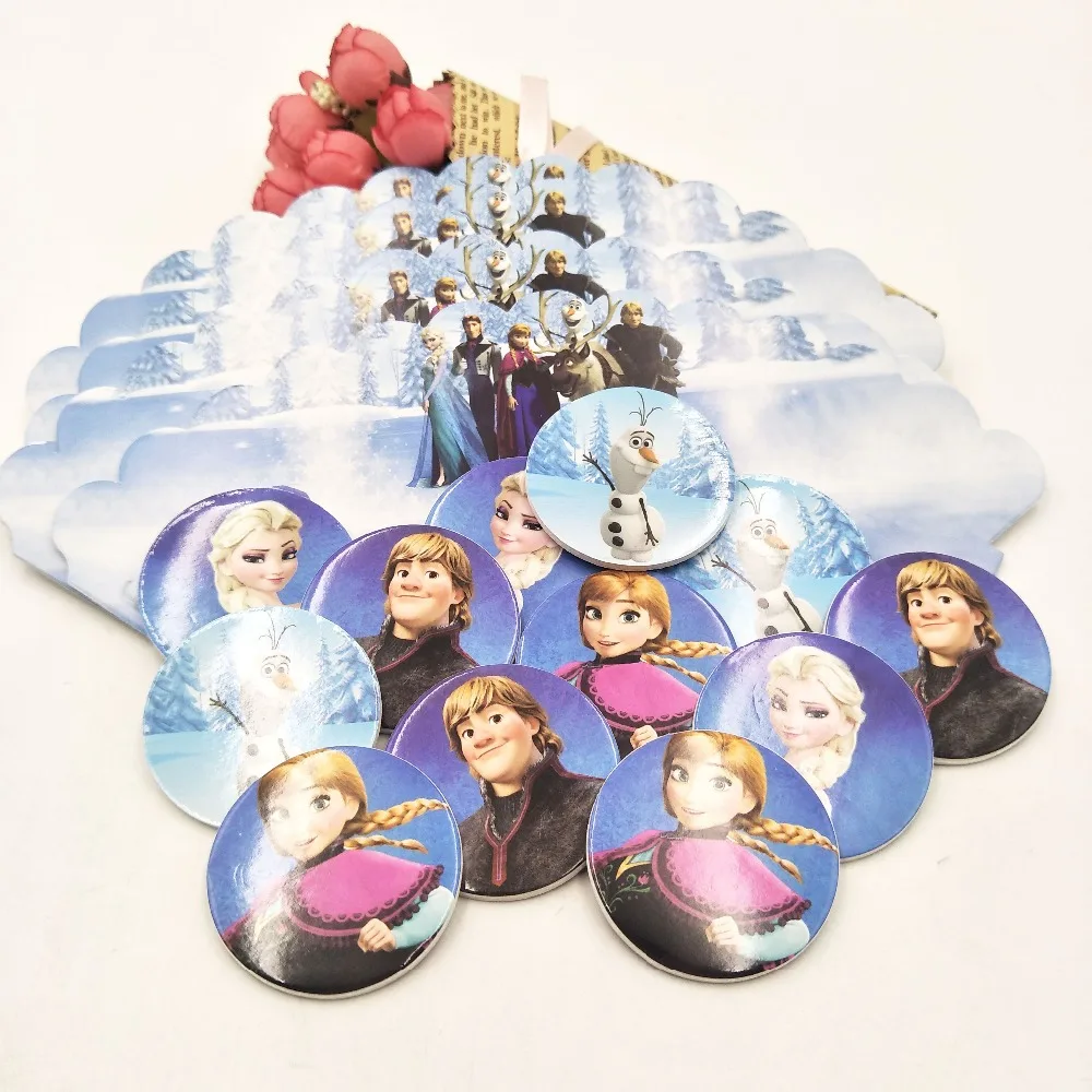 

24pcs Cupcake Frozen Elsa And Anna Cake Toppers Cartoon Decoration Card Cupcake Inserts Card Birthday For Kids Party Supplies