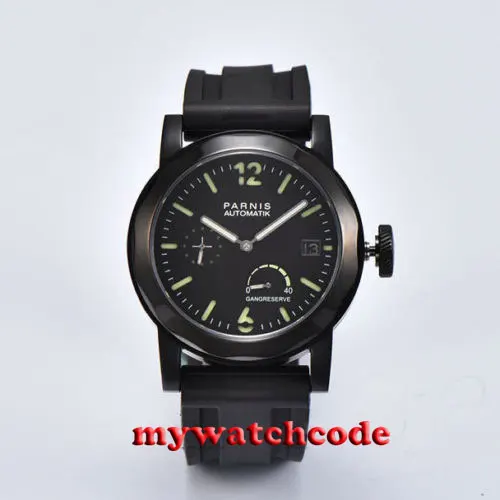  44mm Parnis black sandwich dial Sapphire glass PVD case sea-gull 2530 Automatic Mens Watch P701