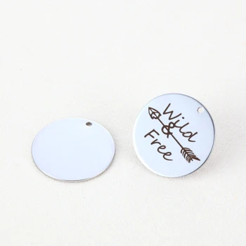 

20pcs 25mm Diy stainless steel charm accessories lettering Wild Free with arrow stainless steel engraving pendants for necklace