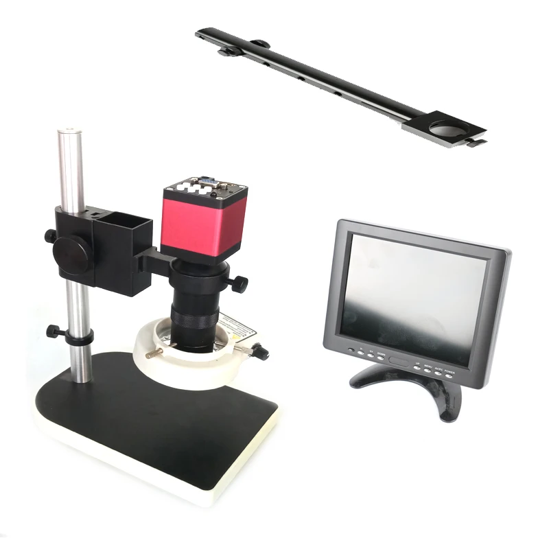 

8X-130X C-Mount lens Remote contorl 13MP 720P 60FPS HDMI VGA industry digital video microscope camera+8"LCD Monitor display