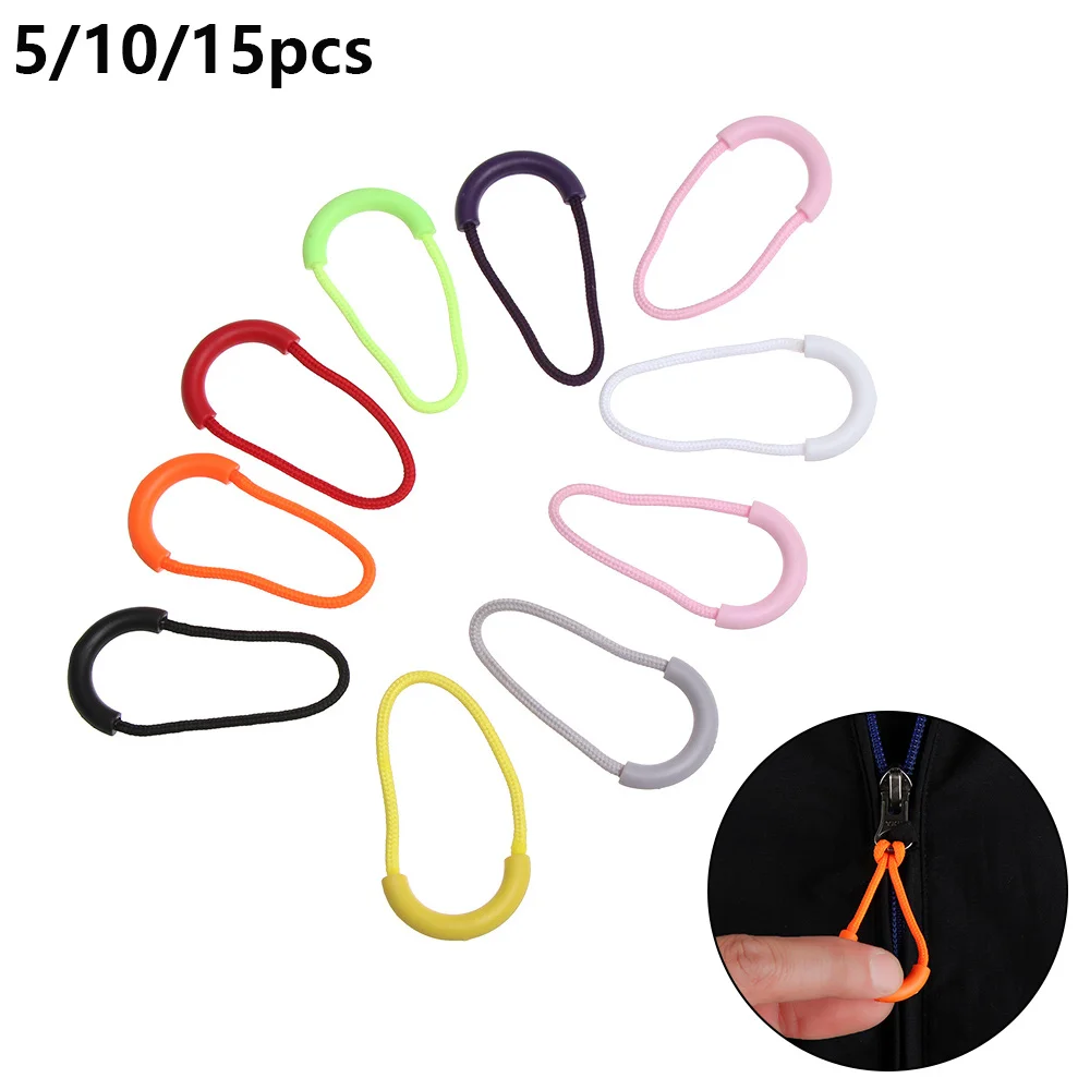 

5 Pcs Zip Cord Tab Replacement Clip Zipper Pull Puller End Fit Rope Tag Fixer Broken Buckle Travel Bag Suitcase Tent Backpack
