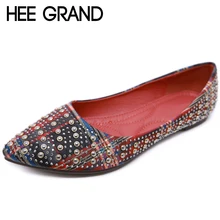 HEE GRAND/металл расписные Мокасины слипоны Балетки на плоской подошве с острым носком криперы Повседневное Для женщин обувь на плоской подошве размеры 35–42 XWD6869