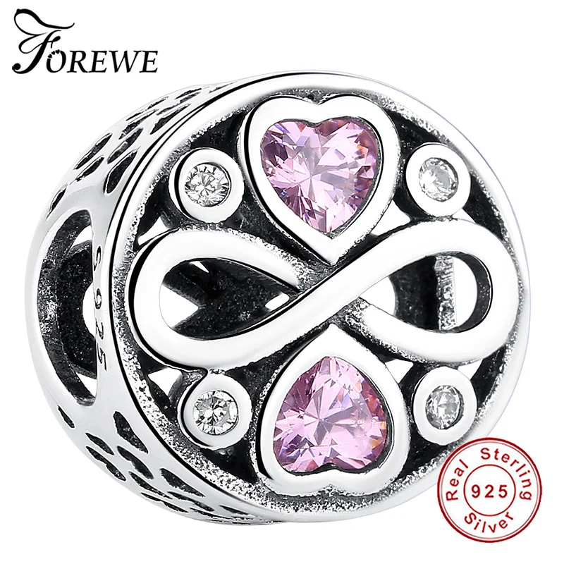 

FOREWE Authentic 925 Sterling Silver Our Forever Love Beads Fit Original Pandora Charm Bracelet DIY Jewelry Lover Gift