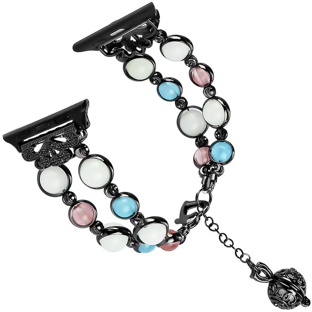 New Design Beads Bracelet Strap for Apple Watch Series 4 3 2 1 Luminous Beads Watch Band for iWatch 38/40/42/44mm Women Girls