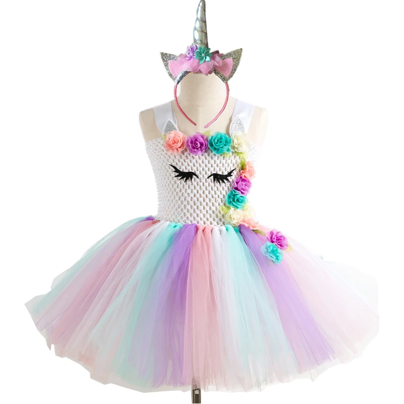 Girls Unicorn Dress Costume Rainbow Tutu Princess Cosplay Birthday Party Dress Children Kids Halloween Carnival Unicorn Clothes Girls Unicorn Dress Costume Rainbow Tutu Princess Cosplay Birthday Party Dress Children Kids Halloween Carnival Unicorn Clothes