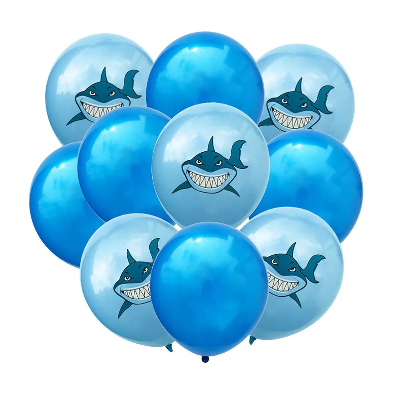 10 шт. детский набор шаров в горошек Angry Shark конфетти, Мультяшные животные, латексная игрушка, Globos, детский душ, морская тематическая вечеринка на день рождения, Декор - Цвет: set 9