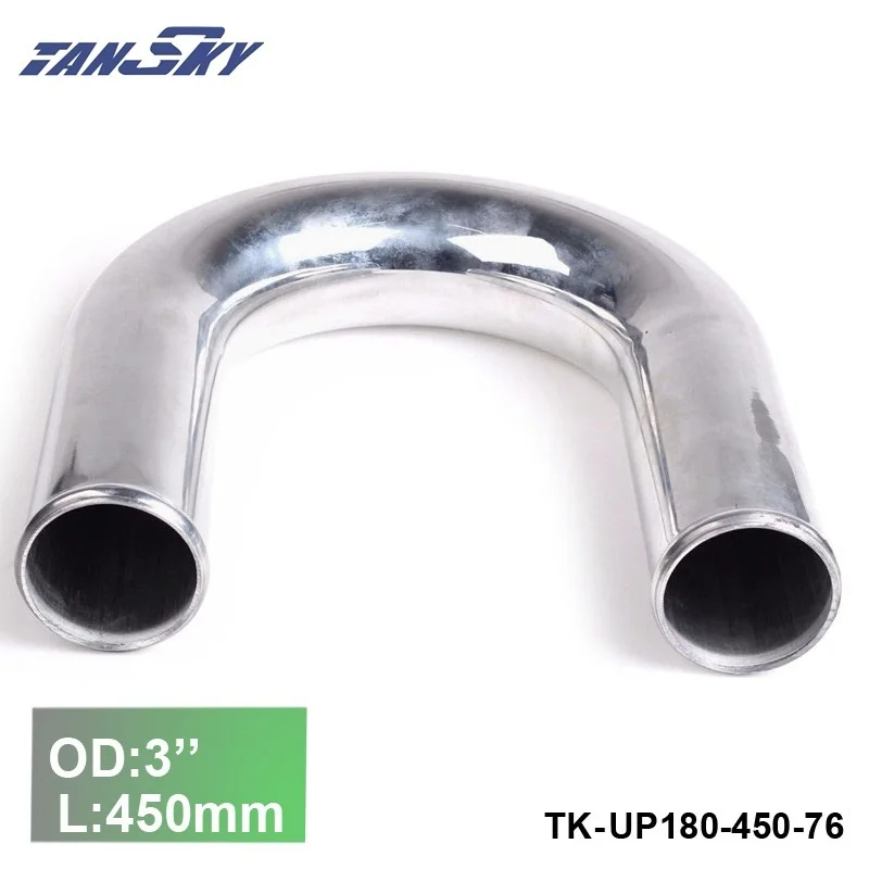 76mm 3"OD Out/Inlet Aluminum 180 Degree TurboIntake/Intercooler Elbow Piping L:450mm For Jeep Wrangler TK-UP180-450-76
