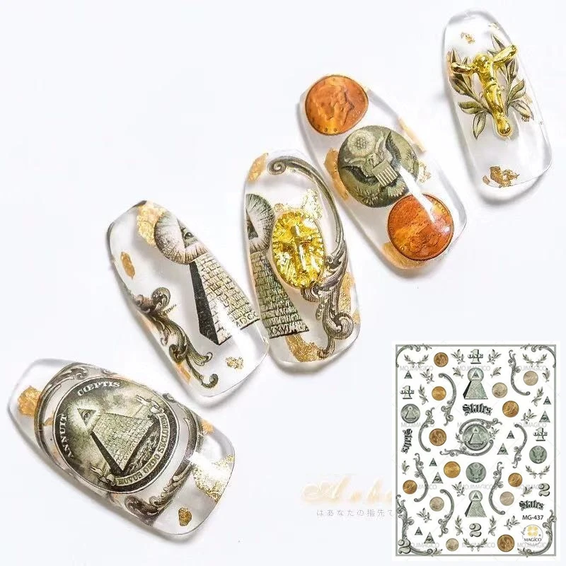 

MG moneyDESIGNS MG-437 coin 3d nail art stickers decal template diy nail tool decorations