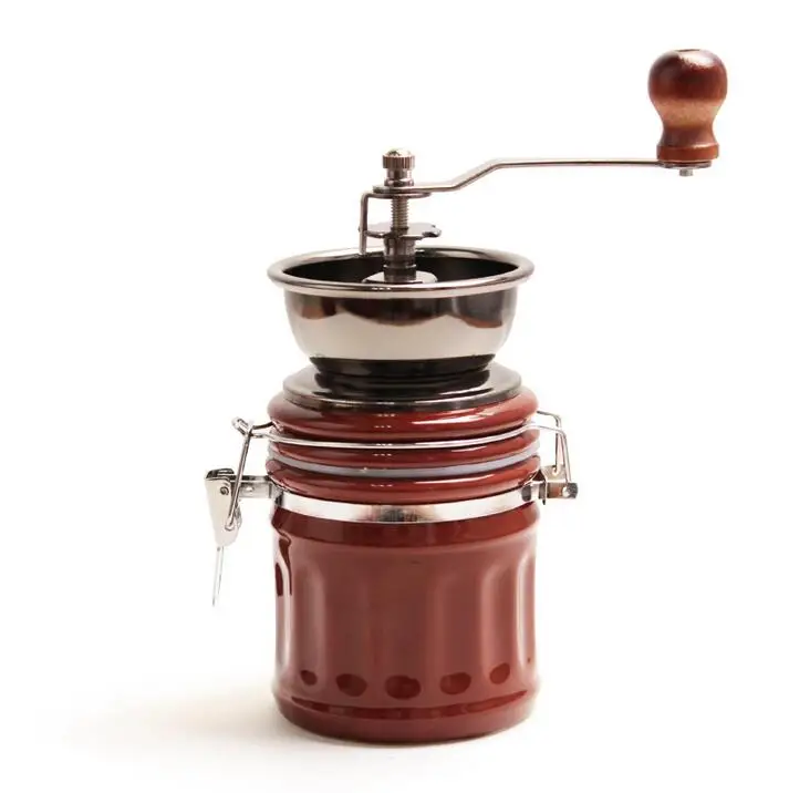 

Hot sale Retro design Mini Manual Coffee Mill Wood Stand Bowl Antique Hand Coffee Bean Grinder ceramic 0854