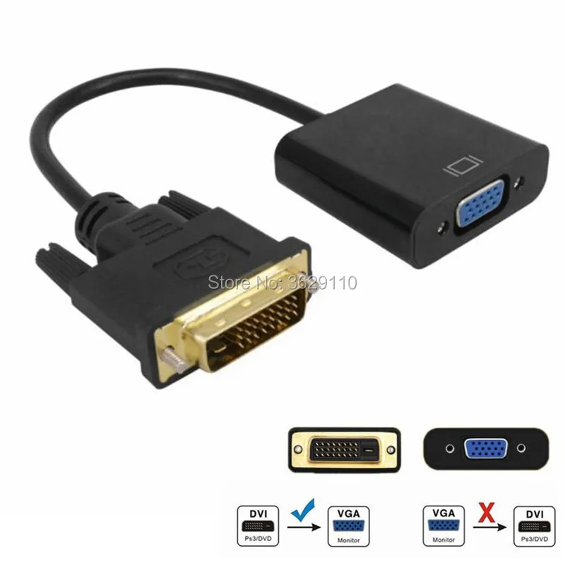 

DVI To VGA Adapter Cable 1080P DVI-D To VGA Cable 24+1 25Pin DVI Male To 15 Pin VGA Female Video Converter for PC Display 200PCS