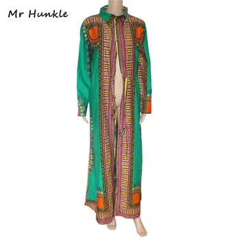 

Brand Mr Hunkle Dashiki Trench Traditional African Print Clothing Plus Size Long Sleeve Sping Autumn Trench With Belt Uisex