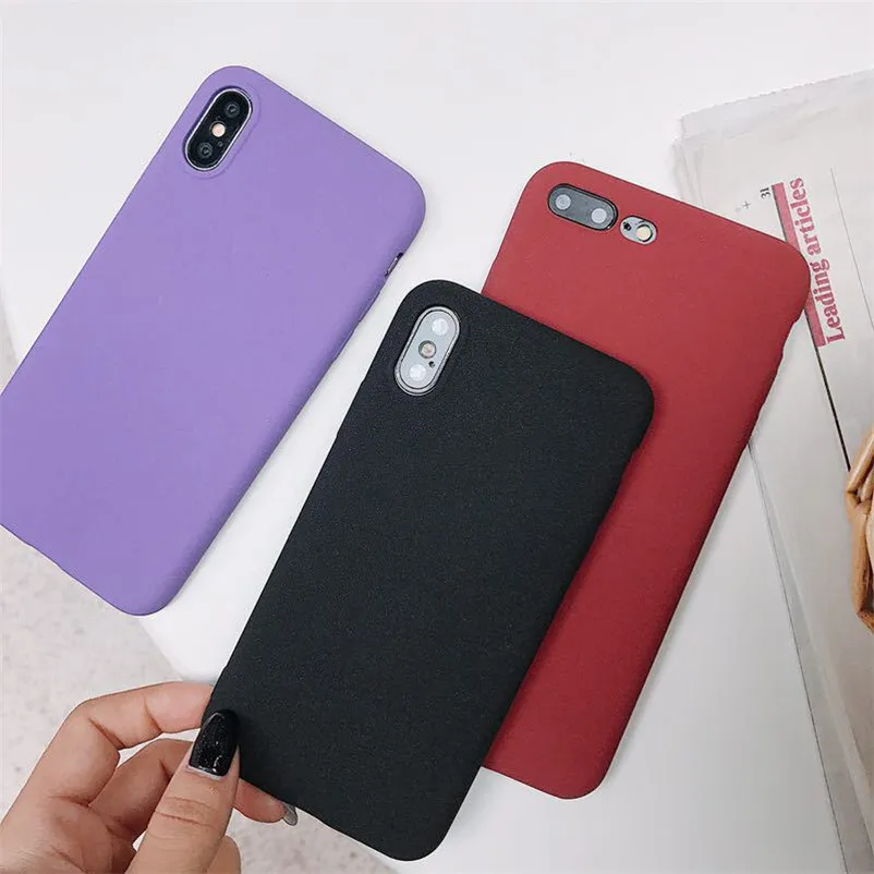 

Solid Color Cute Phone Cases For iPhone XS Max XR 6 S 6S 7 8 Plus X 5 SE 5S Red Black Soft Silicone Simple Fashion Back Cover