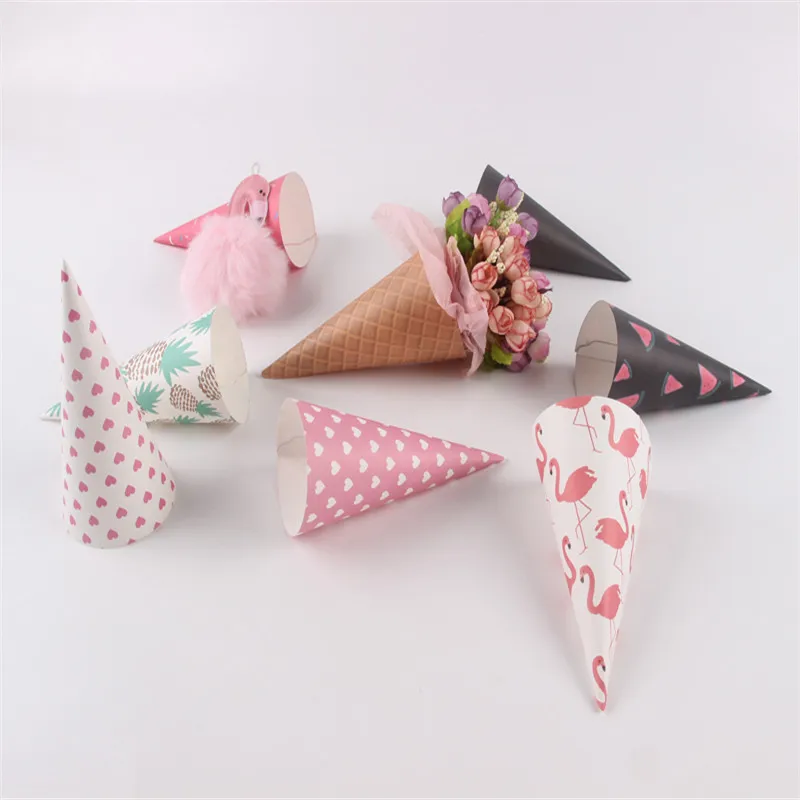

New Arrival Creative Mini Ice Cream Cone Flower Bouquet Wrapping Paper Florist Supplies