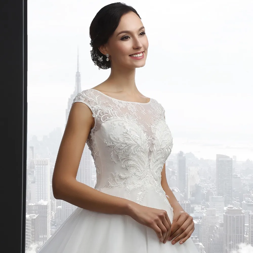 MZ-0031 New Arrival Princess Wedding Dress Custom Made Sequins Cap Sleeve Bride Dresses Tulle Wedding Dresses 6