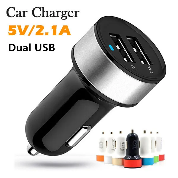 

Dual USB Car Charger Adapter 5V 2.1A Universal car-charger For iPhone 8 7 7 5 4 Samsung LG HTC xiaomi mobile phone charger