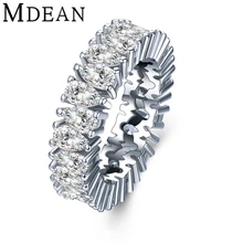 MDEAN Oro Blanco Plateado para las mujeres Anillos de la CZ diamond joyería Bague mujeres Anillos de compromiso de boda anillo de la vendimia de las mujeres de lujo MSR850