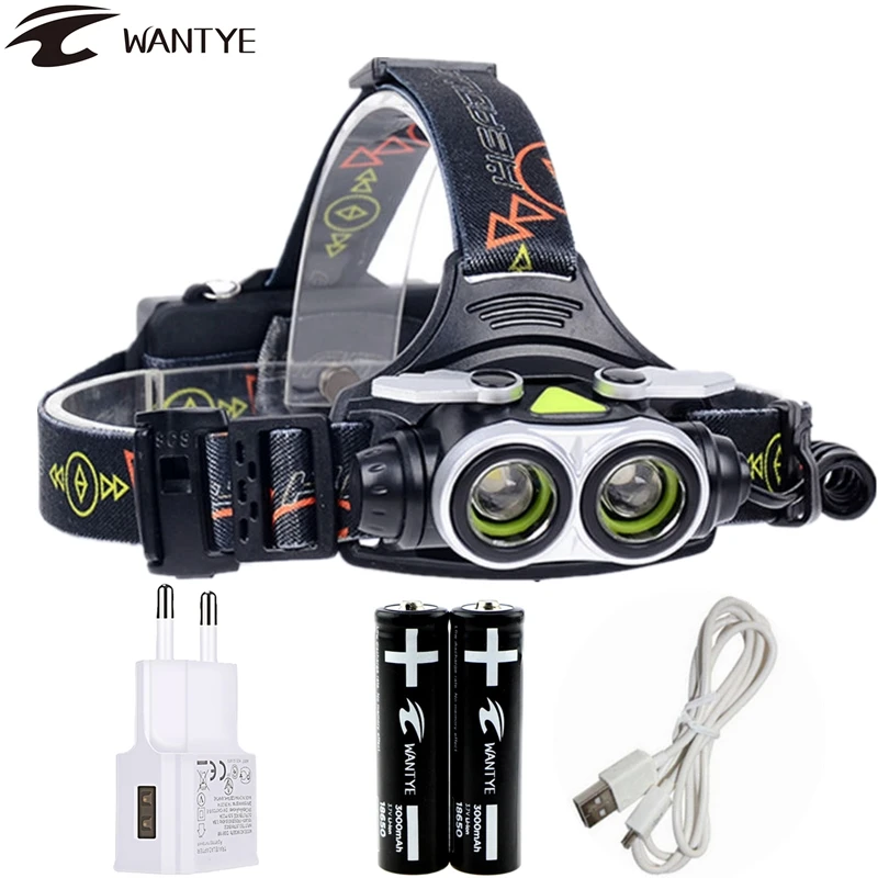 

6000Lm XML 2L2 LED Headlamp USB Zoomable Headlight Head lamp Rechargeable 18650 AA Head Flashlight torch Camping Fishing light