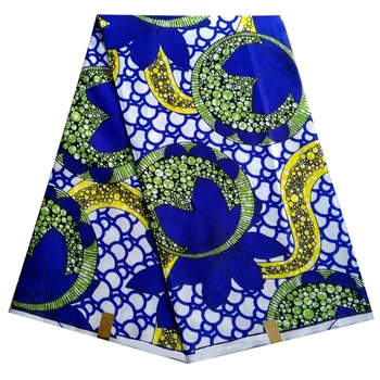 

Polyester High Quality Blue African Ankara Fabric, African Fabrics Batiki Wax Prints Fabrics 6yards LBLD-76