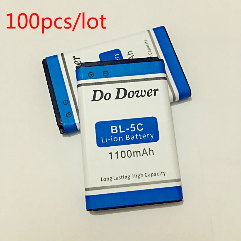 

100pcs/lot High Quality do dower battery BL5C BL-5C Battery for Nokia 1000/ 1010/ 1100/ 1108/ 1110/ 1111/ 1112/ 1116 BATTERY 5C