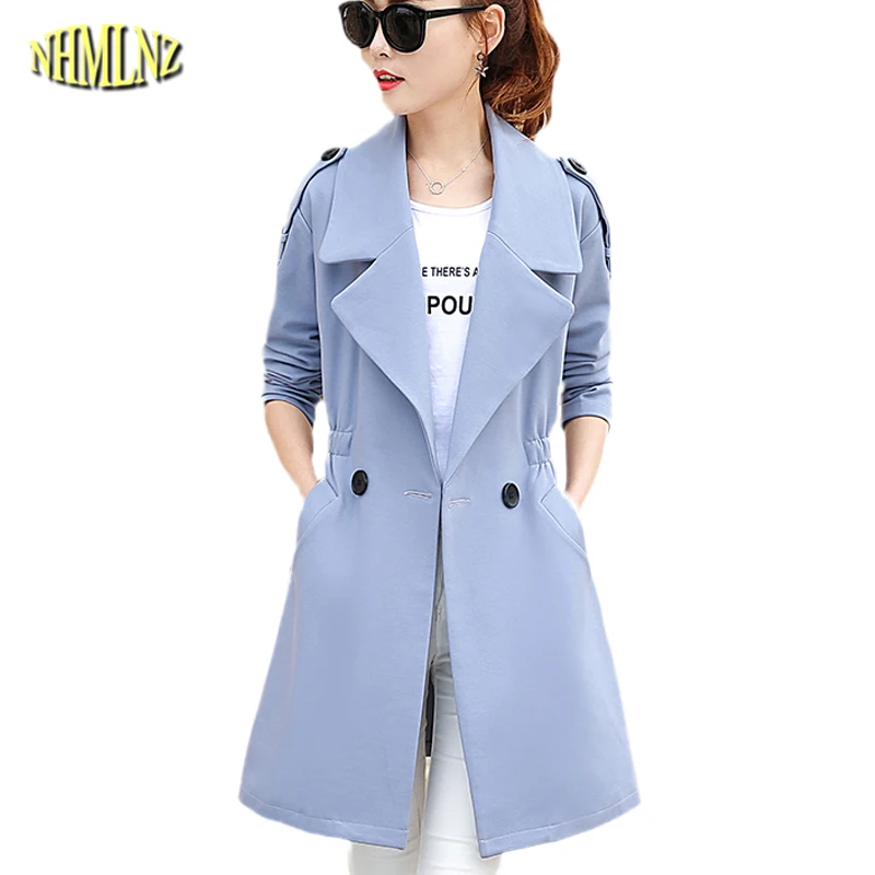 Image Autumn New High quality Long section Solid color Women Windbreaker Coat Long sleeve Fashion Comfortable Women Coat S XL WK164