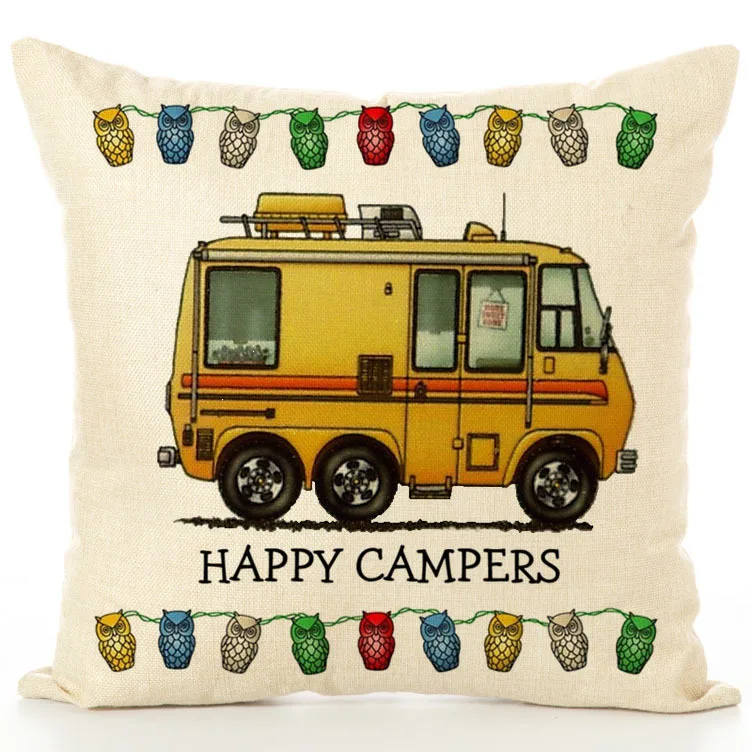 Happy Camper Чехлы для подушек несколько RV один принт дома гостиной диван украшения наволочки