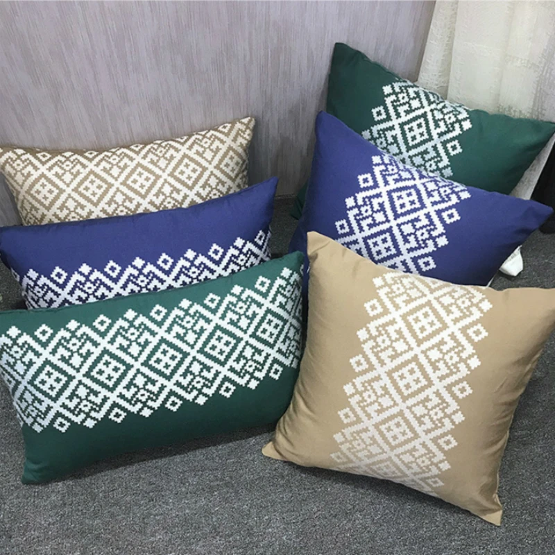 

2019 Vintage Geometric Pillow Case For Chair Car Sofa European Simple Lumbar Pillow Cover Soft Simple Dustproof Cushion Cover
