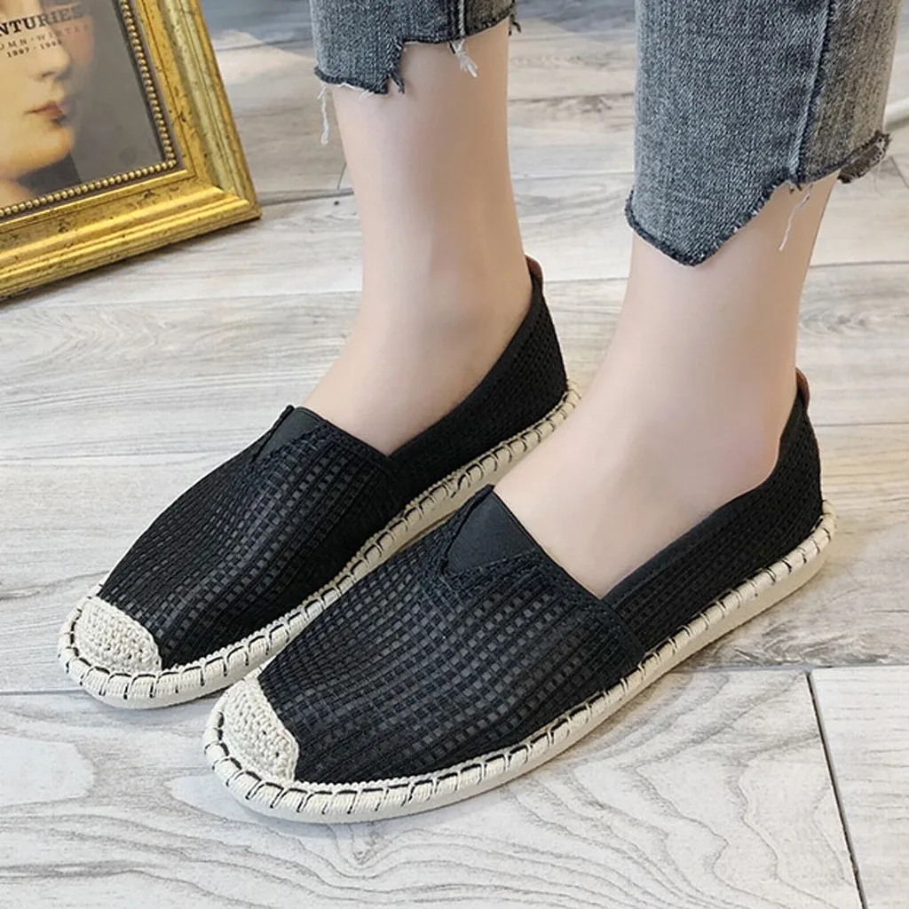

2019 Women's Summer Casual Flat Shoes Fashion Hemp Rope Hollow Lazy Breathable Flat Shoes zapatos de mujer#G4