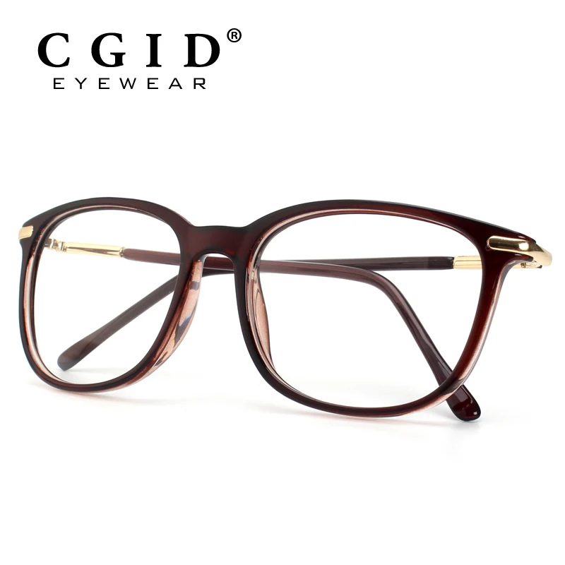 CGID Fashion Style Rectangle Metal Rimmed Arm with Clear Lens Glasses