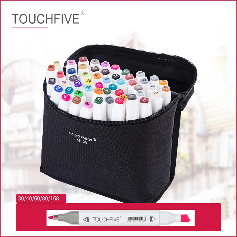 TOUCHFIVE 168 цветов одноголовые скетч маркеры на спиртовой основе чернильные ручка