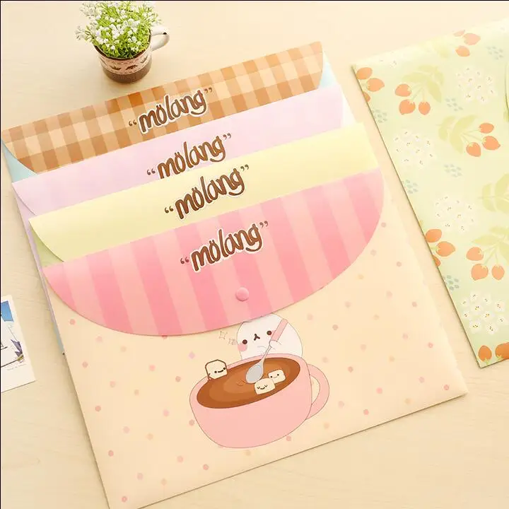 

"Molang Rabbit" File Folder Pack of 4 Document Study Organizer Cute Lovely Kawaii Study School Bag