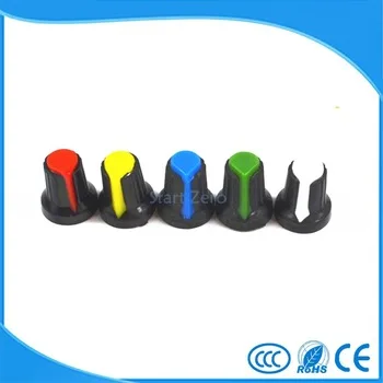 10Pcs 6mm  Plastic Threaded Knurled Potentiometer Knobs Caps 15*17mm