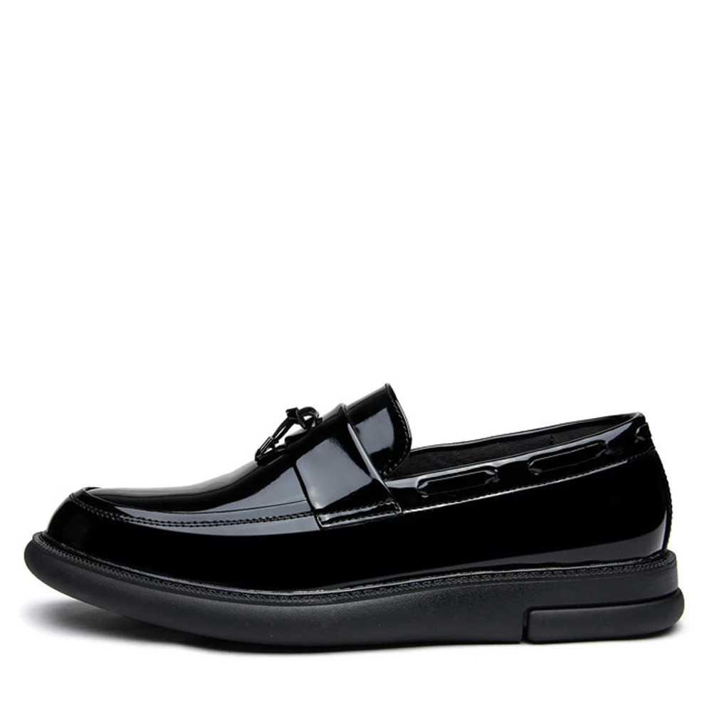 Hommes Mocassins Qffaz On Verni Formelles Cuir Slip Mariage En Rond Black Oxford De Chaussures Robe Tassel Bout fYvI76bgy