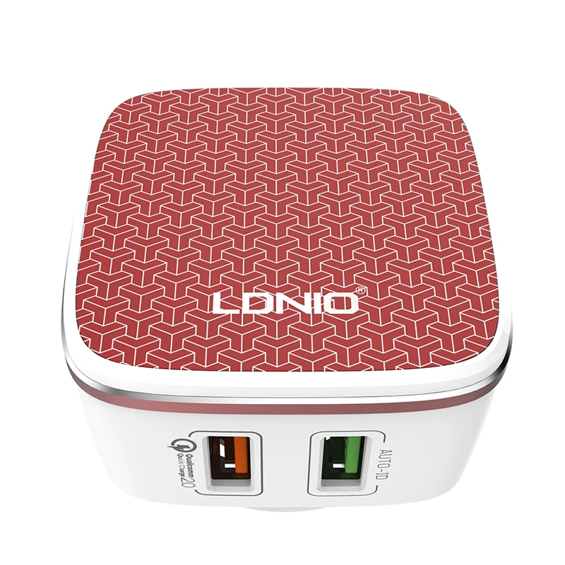 LDNIO A2405Q штепсельная вилка США белого и красного цвета двойное USB настенное